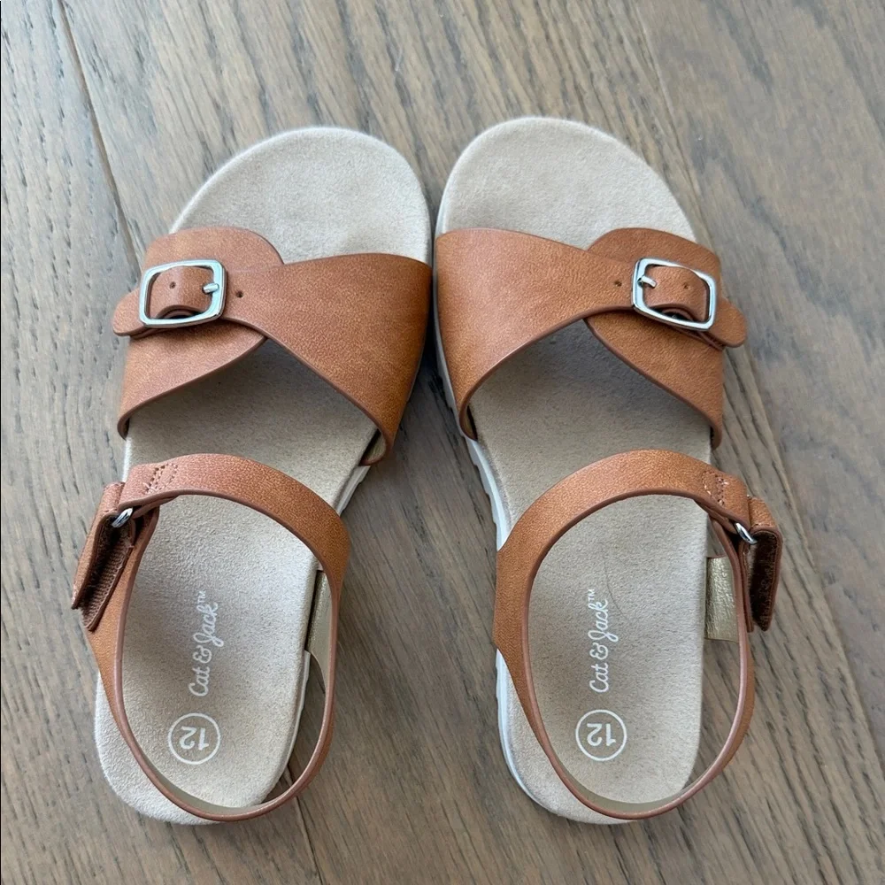 Cat & Jack Tan Sandals with Buckle Straps - Picture 1 of 3